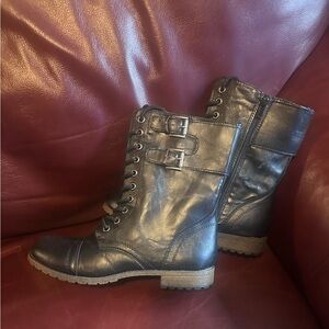 Rampage Jexmila Blk  Distress 7 1/2M mid calf combat boot